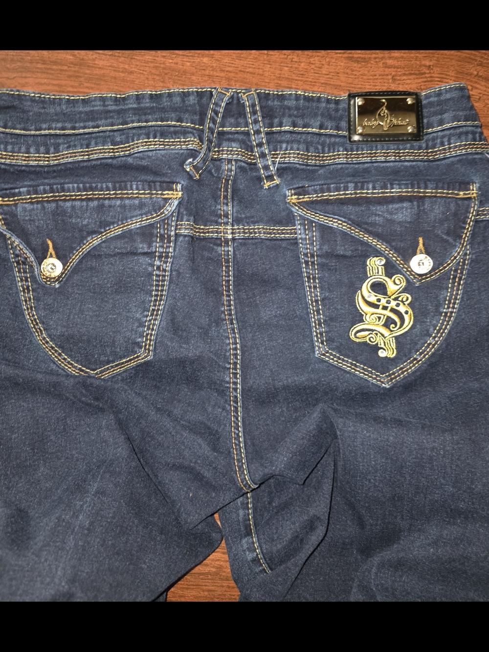 Baby Phat Dark Blue Bootcut Capris with Button Trim - Picture 4 of 4